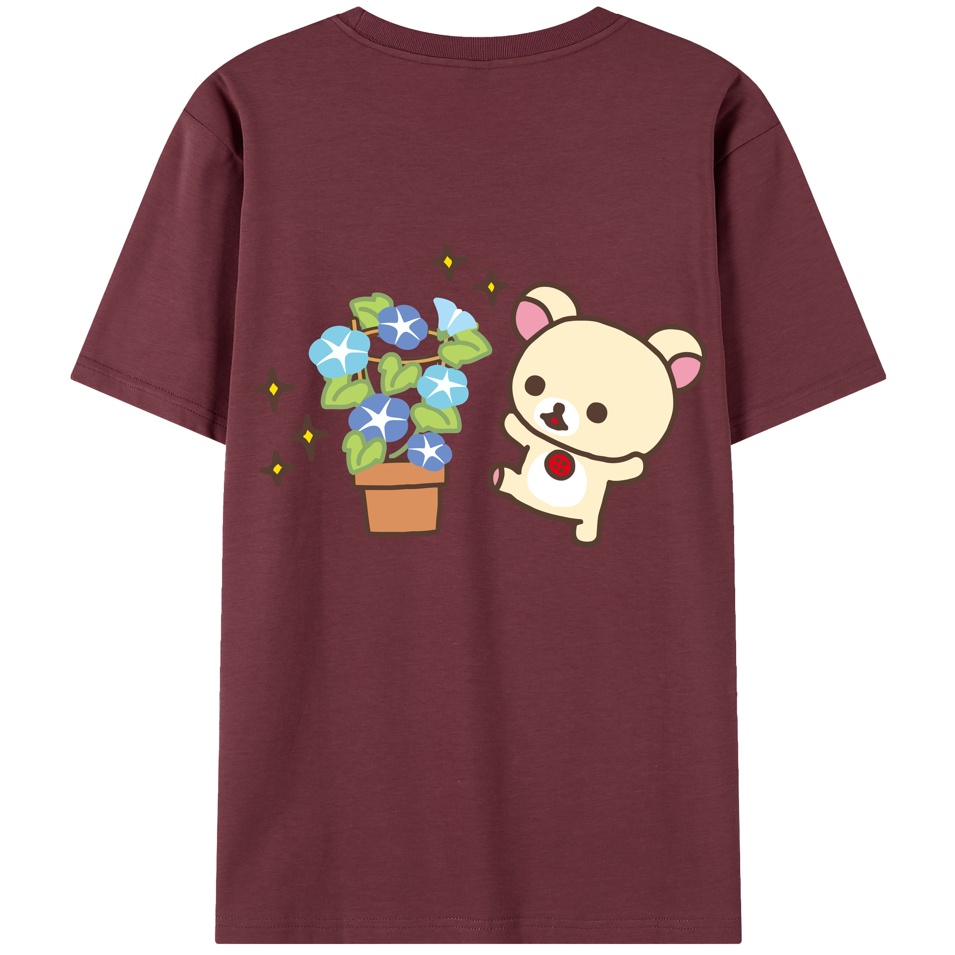 （画像用） リラックマ リラックマ キイロイトリ Rilakkuma Korilakkuma Kiiroitori 綿100％半袖Tシャツ（背面プリント）